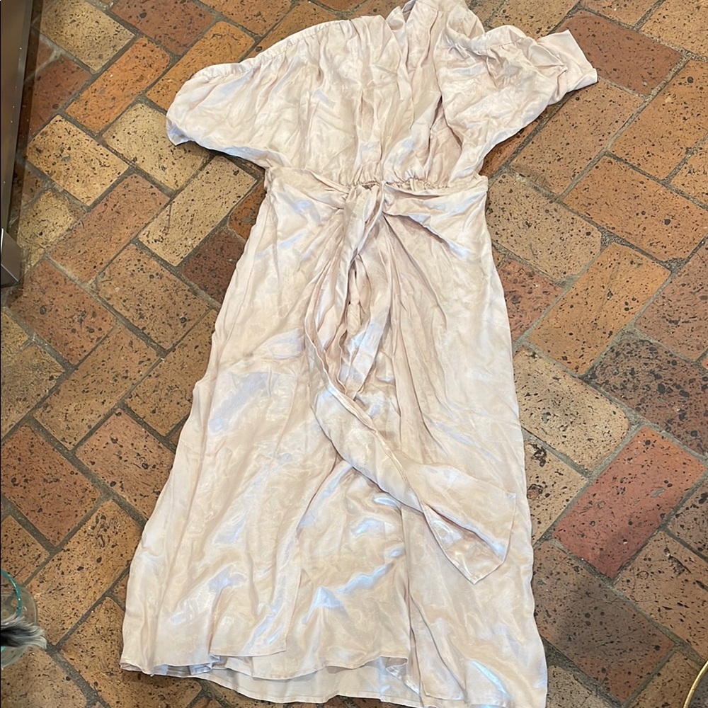 Elegant Cream Wrap Dress